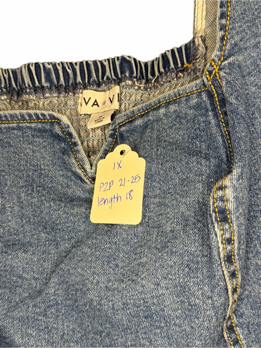 ✌🏼😎 Ava & Vic Denim Crop Tank Top size 1X - Picture 3 of 4